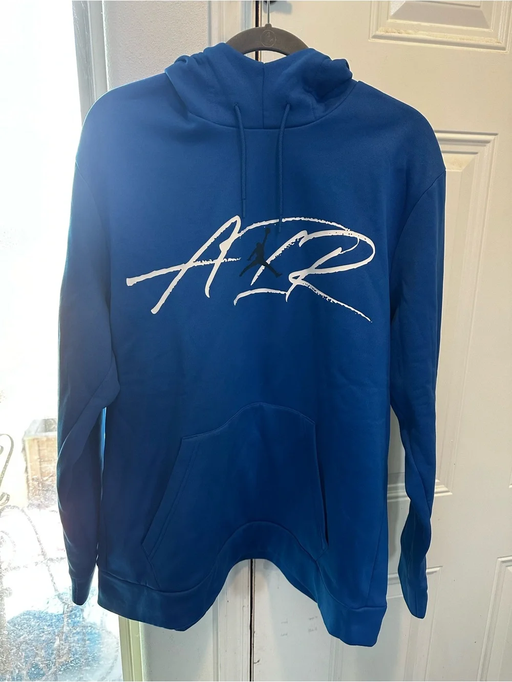 Jordan Air Therma Fleece Pullover Hoodie Blue Dri-Fit Graphic Jumpman